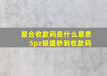 聚合收款码是什么意思 5pz银盛秒到收款码